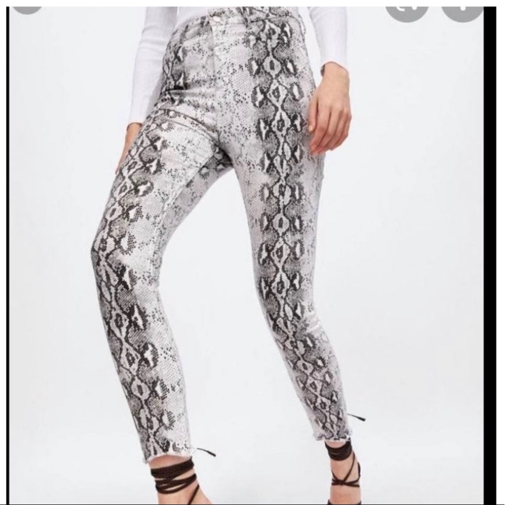 Black and white snake print jeans